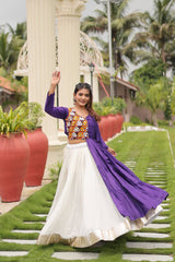 Navratri Special Awesome Purple Color Gamthi Work Lehenga Choli