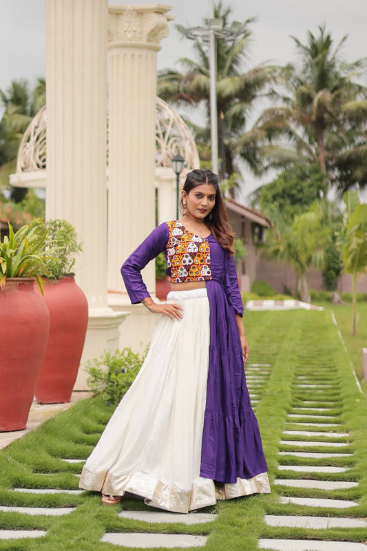 Navratri Special Awesome Purple Color Gamthi Work Lehenga Choli
