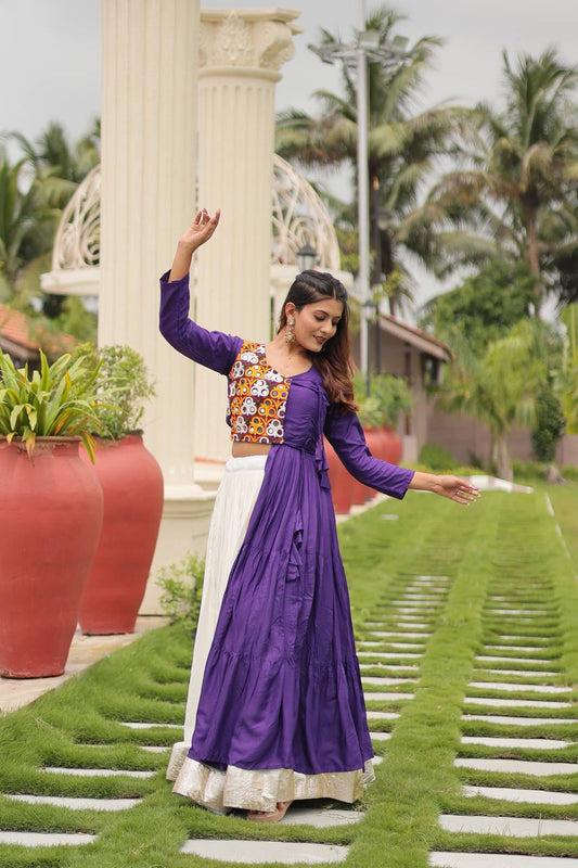 Navratri Special Awesome Purple Color Gamthi Work Lehenga Choli