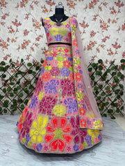 Trendy Multicolor Georgette Thread Work Lehenga Choli