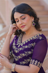 Lovely Purple Blooming Work Gown