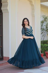 Lovely Purple Blooming Work Gown