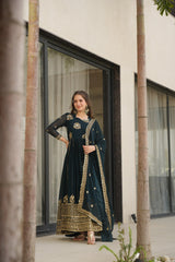 Marvelous Purple Blooming Zari Work Gown