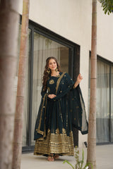 Marvelous Purple Blooming Zari Work Gown