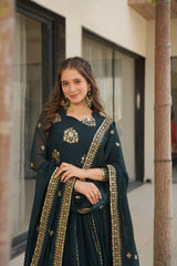 Marvelous Purple Blooming Zari Work Gown