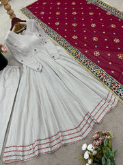 Innovative Gray Crepe Sequence Work Gown