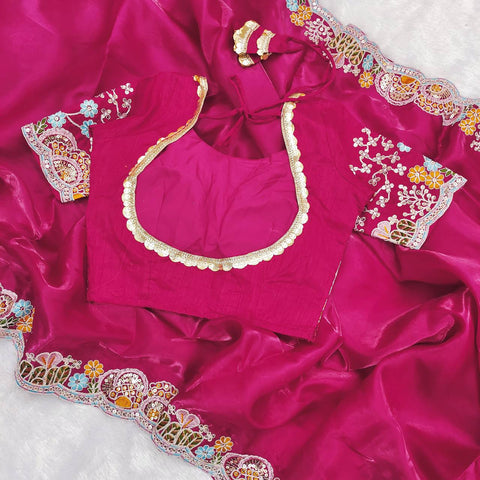 Ravishing Pink Jimmy Choo Embroidery Saree