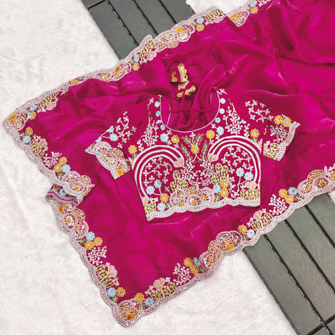 Ravishing Pink Jimmy Choo Embroidery Saree