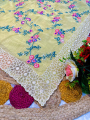 Trendy Off White Organza Embroidery Saree