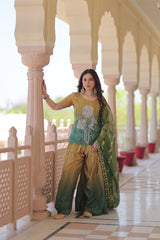 Ravishing Pink Chinon Beads Embroidered Sharara Suit