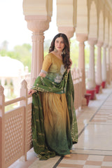 Ravishing Pink Chinon Beads Embroidered Sharara Suit
