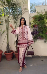 Ravishing Red Satin Digital Print Co-ord Set