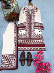 Ravishing Red Satin Digital Print Co-ord Set