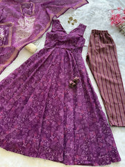 Ravishing Purple Cotton Digital Work Anarkali Suit