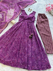 Ravishing Purple Cotton Digital Work Anarkali Suit