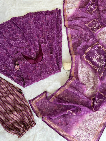 Ravishing Purple Cotton Digital Work Anarkali Suit