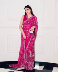 Lovely Pink Georgette Thread Work Saree