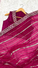 Lovely Pink Georgette Thread Work Saree