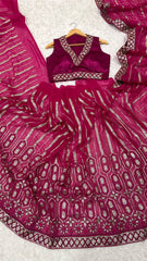 Lovely Pink Georgette Thread Work Saree