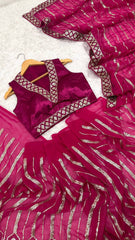 Lovely Pink Georgette Thread Work Saree