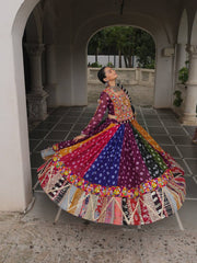 Navratri Festival Exclusive Multicolor Georgette Gamthi Work Lehenga Choli