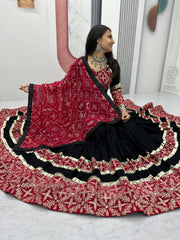 Trendy Mustard Cotton Embroidery Work Lehenga Choli