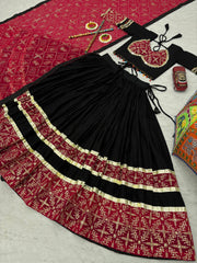 Trendy Mustard Cotton Embroidery Work Lehenga Choli