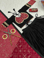Trendy Mustard Cotton Embroidery Work Lehenga Choli