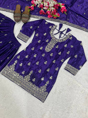 Trendy Orange Chinon Silk Sequence Work Sharara Suit