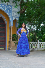 Classy Mustard Georgette Bandhani Work Gown