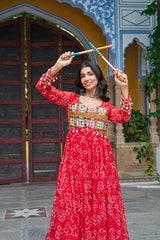 Classy Mustard Georgette Bandhani Work Gown