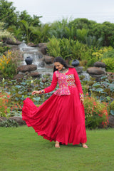 Innovative Pink Rayon Kutchi Work Navratri Wear