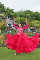 Innovative Pink Rayon Kutchi Work Navratri Wear