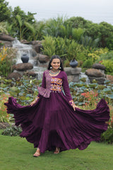 Innovative Pink Rayon Kutchi Work Navratri Wear