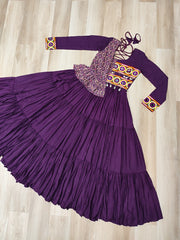 Innovative Pink Rayon Kutchi Work Navratri Wear