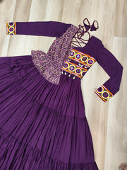 Innovative Pink Rayon Kutchi Work Navratri Wear