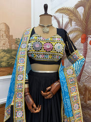 Navratri Wear Glorious Black Rayon Embroidery Work Lehenga Choli