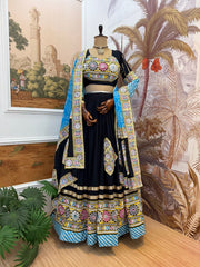 Navratri Wear Glorious Black Rayon Embroidery Work Lehenga Choli