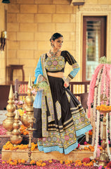 Navratri Wear Glorious Black Rayon Embroidery Work Lehenga Choli