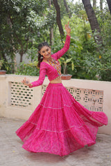 Navratri Wear Designer Red Georgette Embroidered Lehenga Choli