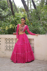 Navratri Wear Designer Red Georgette Embroidered Lehenga Choli