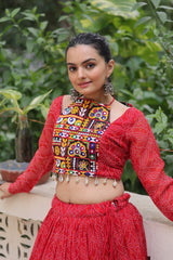 Navratri Wear Designer Red Georgette Embroidered Lehenga Choli