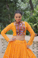 Navratri Wear Designer Red Georgette Embroidered Lehenga Choli