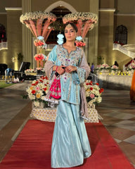 Ravishing White Creap Sequence Work Sharara Suit