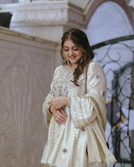 Ravishing White Creap Sequence Work Sharara Suit