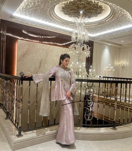 Ravishing White Creap Sequence Work Sharara Suit