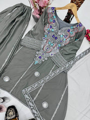 Ravishing White Creap Sequence Work Sharara Suit