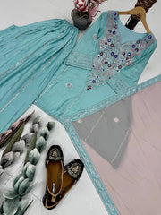 Ravishing White Creap Sequence Work Sharara Suit