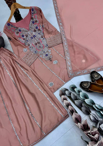 Ravishing White Creap Sequence Work Sharara Suit