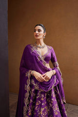 Designer Purple Thai Silk Zari Work Lehenga Choli For Wedding